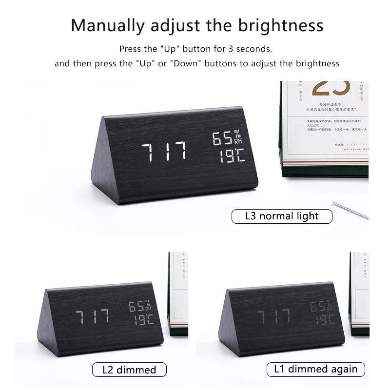 Digital Clock LED Wooden Alarm Clock