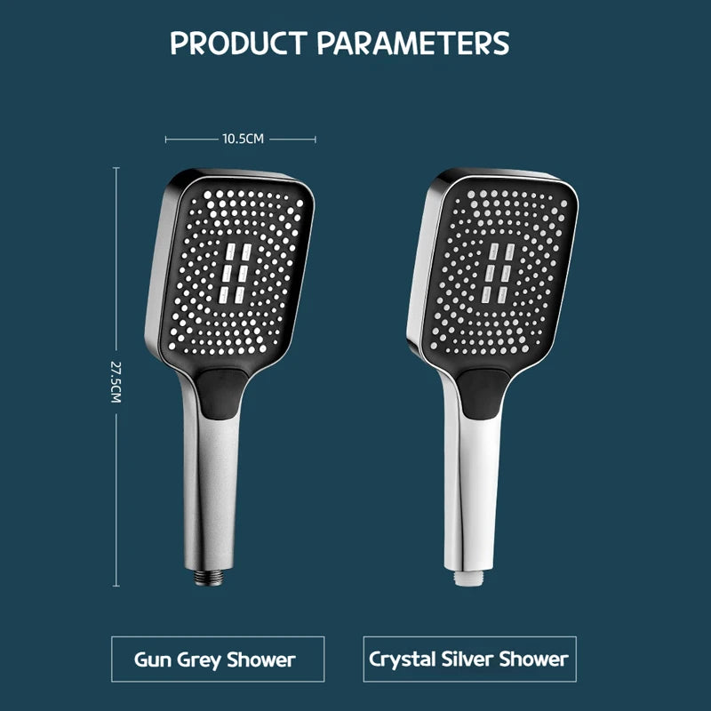 ABS Handheld Adjustable 3 Modes Rainfall Shower Head