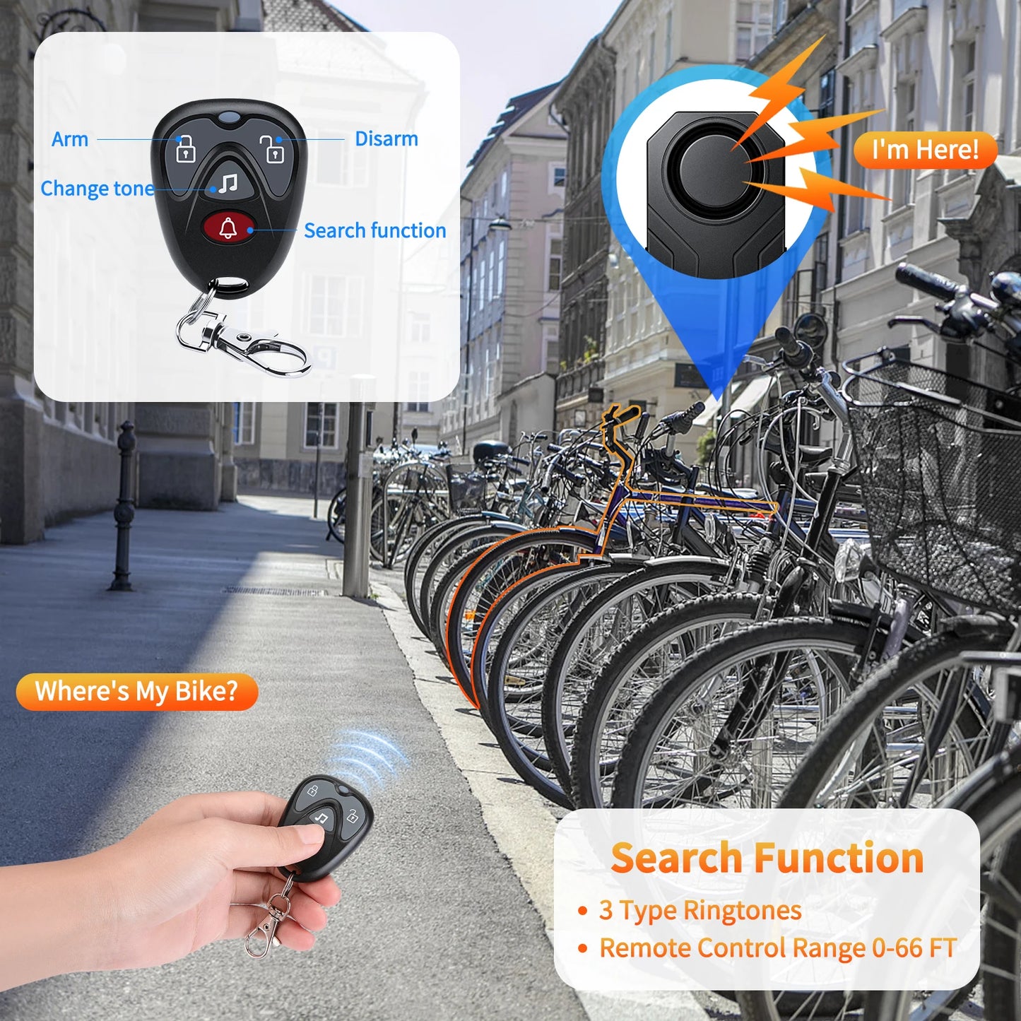 Camluxy Wireless Bike Alarm with Remote