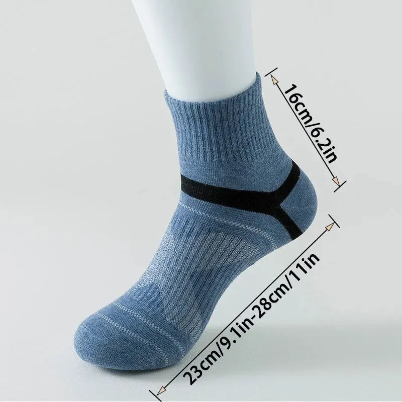 5 Pairs of MEN'S Sports Cotton Socks, Sweat Wicking and Breathable, Suitable for MEN'S BASKETBALL Training and Outdoor Running